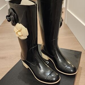 Chanel Camellia Rain Boots 36